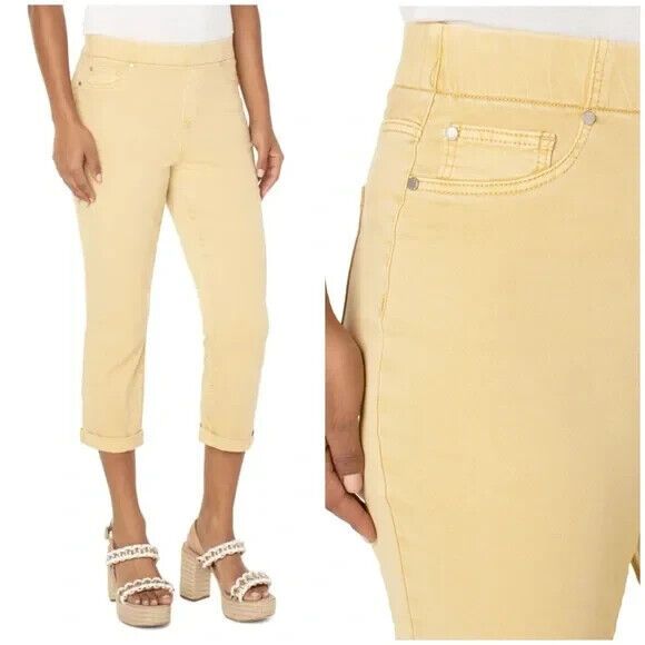 Liverpool Chloe Women Mustard Gold Cotton Blend Slim Crop Jeans Sz 12 / 31